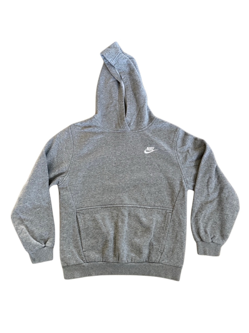 Nike Kids Gray Club Fleece Pullover Hoodie Sweatshirt Size L Athletic Sports